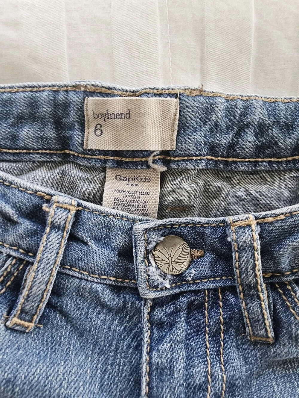 Vintage Gap Kids Cotton Patchwork Boyfriend Denim Jeans, Size 6